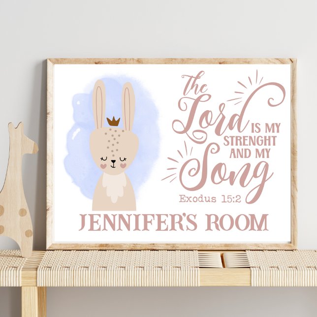 Name Christian Cute Bunny Rabbit Bible Quote Poster (Creator Uploaded)