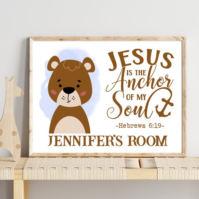 Name Christian Cute Woodland Baby Bear Bible Quote Poster (Creator Uploaded)