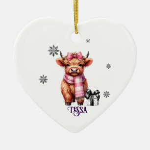 Name Christmas Ornament Highland Cow