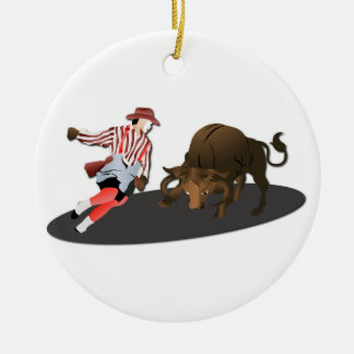 NAME: Clown and Bull 1-No-Text Ceramic Tree Decoration