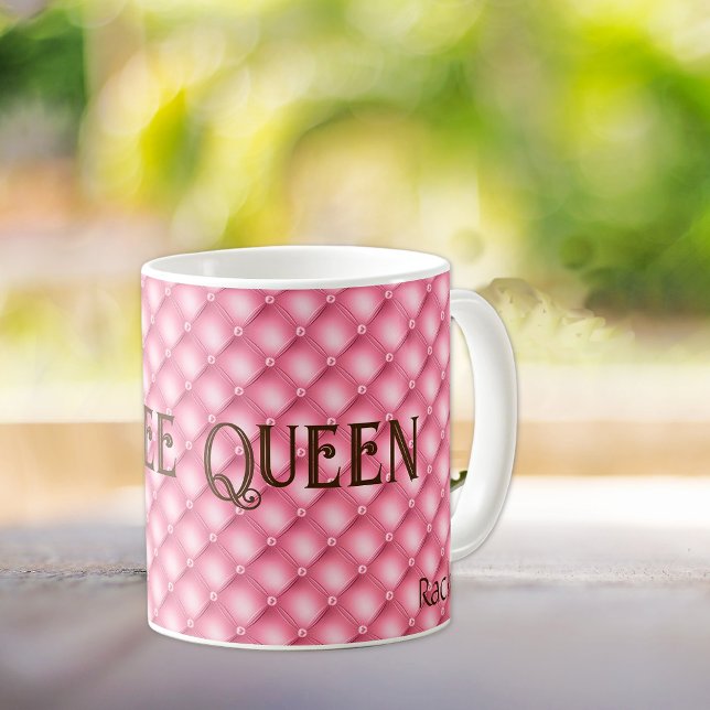 Name, Coffee Queen, Pink Tufted Coffee Mug (Creator Uploaded)