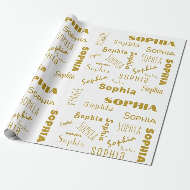 Name Collage Personalised Christmas Wrapping Paper (Unrolled)