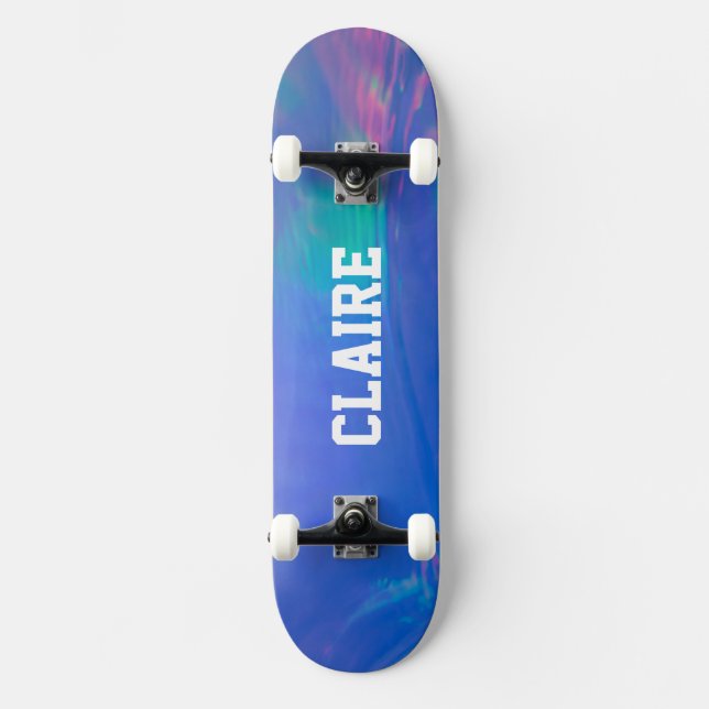 Name Collectable Holographic Cool Blue Skateboard (Front)