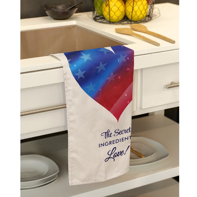 Name || Colorful Patriotic Pattern Heart and Quote Tea Towel (Creator Uploaded)
