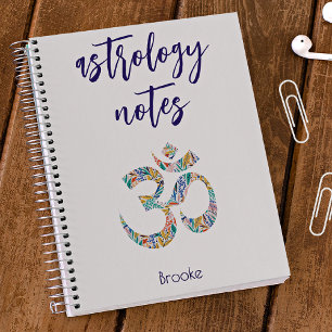 Name, Colourful Botanical Om Symbol Notebook