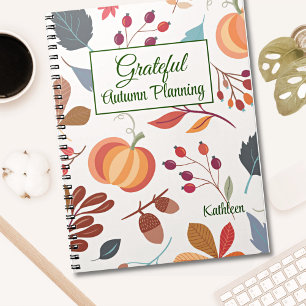 Name, Colourful Grateful Fall Autumn Journalling Notebook