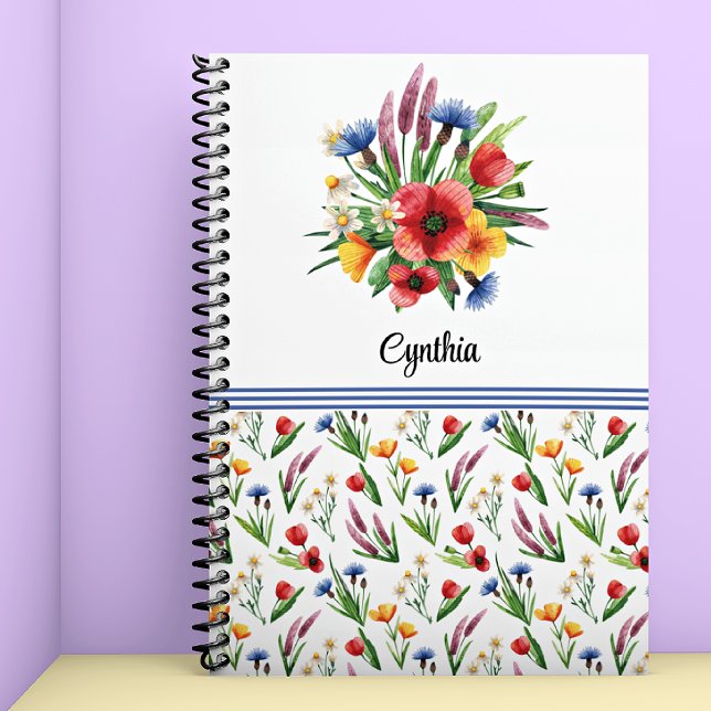 Name, Colourful Summer Watercolor Wildflowers Notebook (Creator Uploaded)