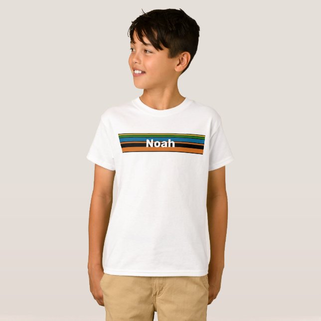 Name Combination Srtip Design - Chic Orange Base T-Shirt (Front Full)