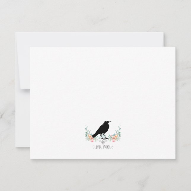 Name Crow Floral Card (Front)