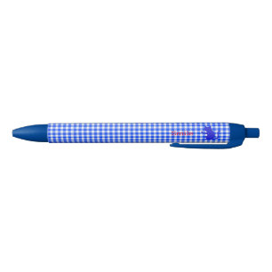 Name Custom CAT & Check (Blue) Black Ballpoint Black Ink Pen
