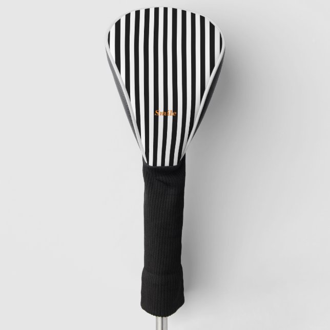 Name Custom Stripe (Black× White) Golf Head Cover (Front)