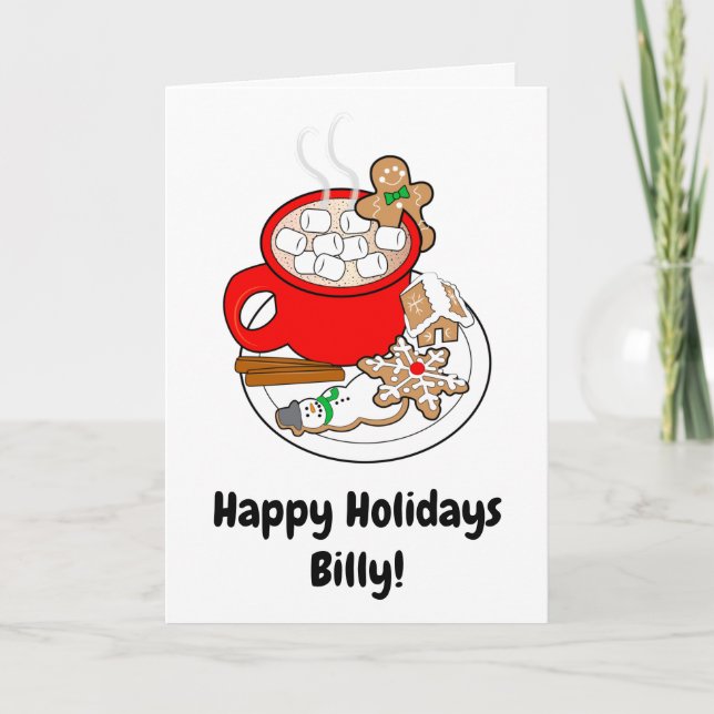 Name Customise Cocoa with Holiday Christmas Treats Card (Front)