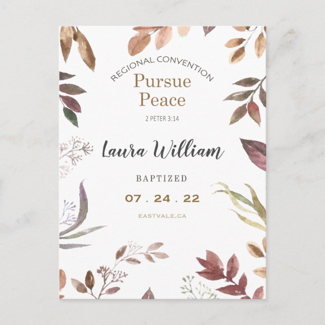 Name Customised 2022 JW Convention Baptism  Postcard (Front)