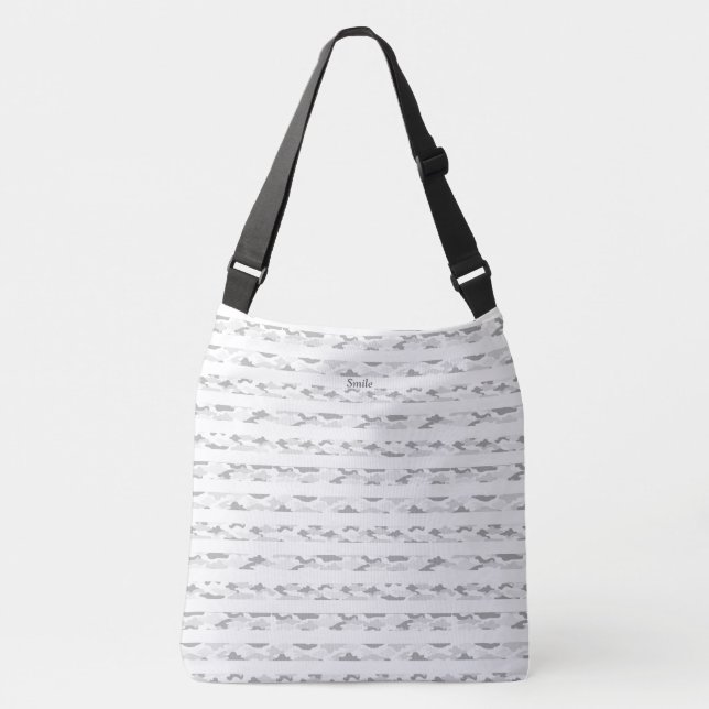 Name Customization Camouflage Border White Crossbody Bag (Front)
