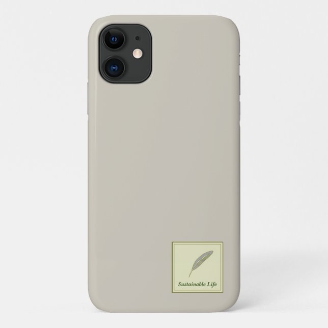 Name Customization Sustainable Life Beige Case-Mate iPhone Case (Back)