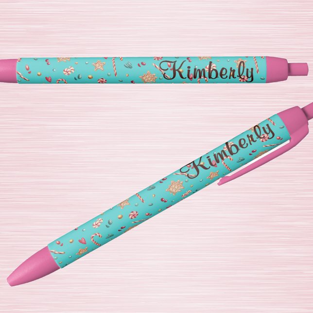 Name || Cute Turquoise Holiday Candy Pattern Ink Blue Ink Pen (Creator Uploaded)