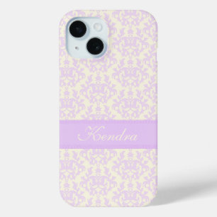 Name damask light purple & cream  iPhone 15 case