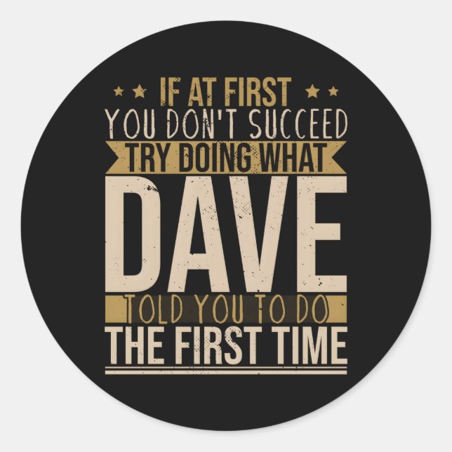 Name Dave Classic Round Sticker (Front)