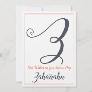 Name Day Saint's Day Letter Z Monogram Invitation