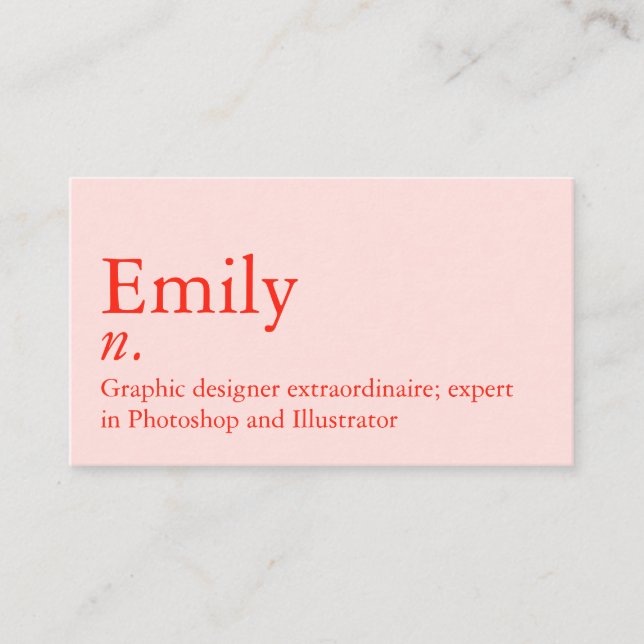 Name Definition | Modern custom QR code Pink Red Business Card (Front)