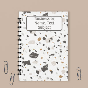 Name, Earth Tone Marble Chips Terrazzo Pattern Notebook