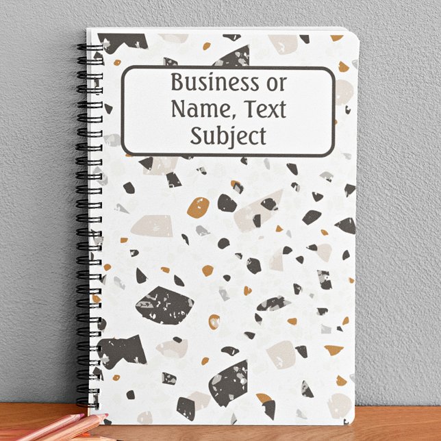 Name, Earth Tone Marble Chips Terrazzo Pattern Notebook (Creator Uploaded)