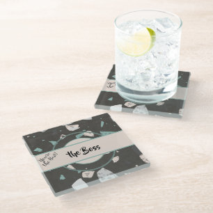 Name    Earth Tones & Greens Terrazzo Pattern Boss Glass Coaster