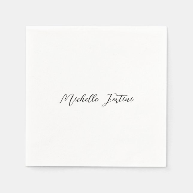 Name Elegant Plain Minimalist  Napkin (Front)