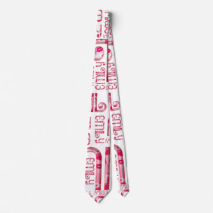 Name Emily Cute Typography Love Hearts Tie