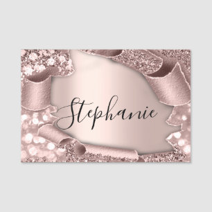 Name Event Rose Glam Glitter 3D Wedding Name Tag