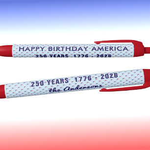 Name Family Personal Business USA Flags Ink Black Ink Pen