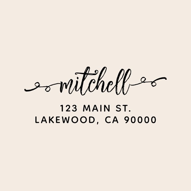 Name Fancy Brush Script Address Self-inking Stamp (Creator Uploaded)