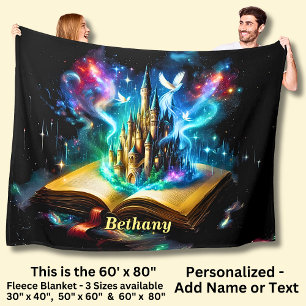 Name, Fantasy Book Castle Fleece Blanket