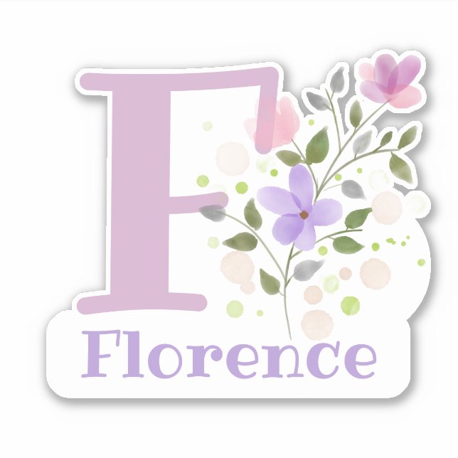 Name Florence & Initial with Floral Design (Front)