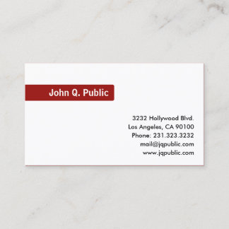 Name Focus Red on Plain White Business Card