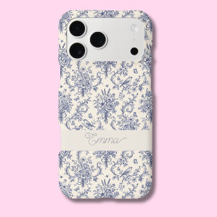 Name French Country Toile de Jouy Blue Pattern 