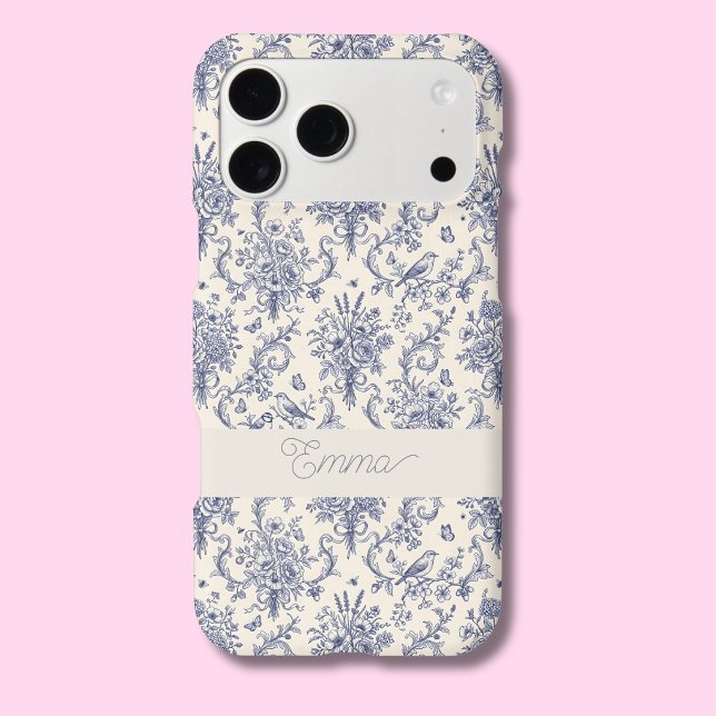Name French Country Toile de Jouy Blue Pattern  (Creator Uploaded)