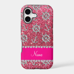 Name fuchsia pink glitter silver anchors ships whe