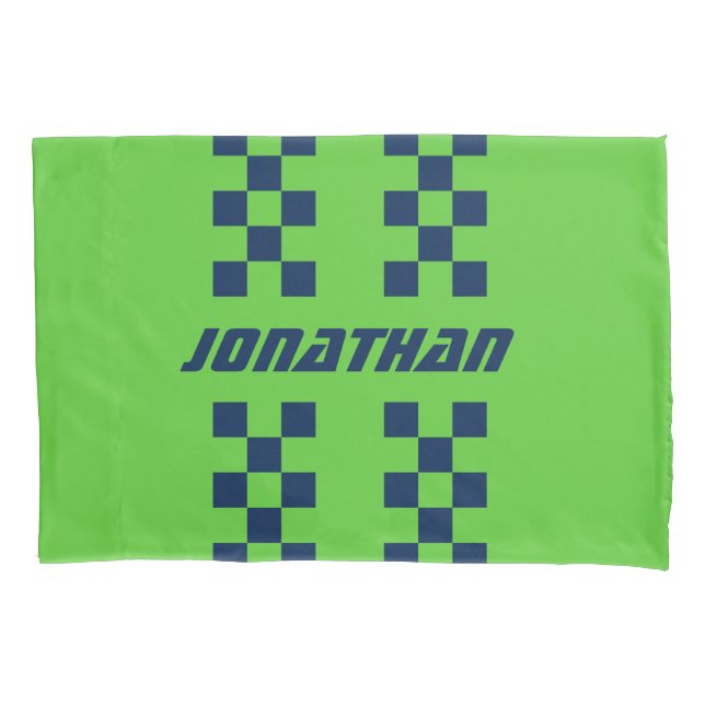 Name Fully Custom Colors Double Checkered Stripes Pillowcase (Front)