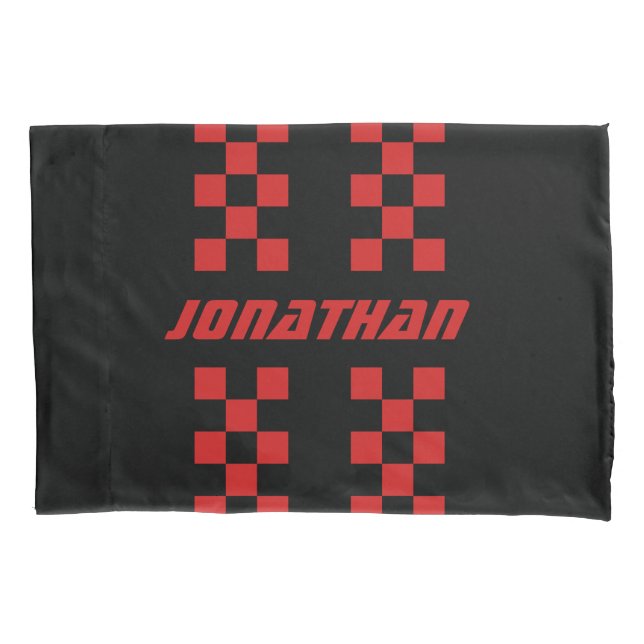 Name Fully Custom Colors Double Checkered Stripes Pillowcase (Front)