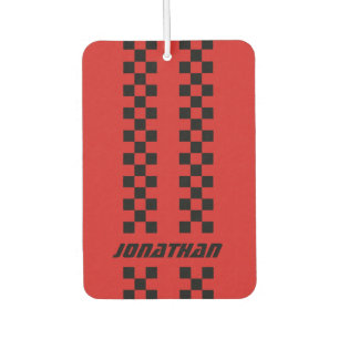 Name Fully Custom Colours Double Chequered Stripes Car Air Freshener