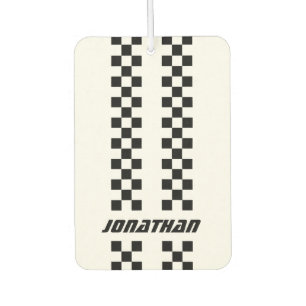 Name Fully Custom Colours Double Chequered Stripes Car Air Freshener