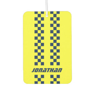 Name Fully Custom Colours Double Chequered Stripes Car Air Freshener