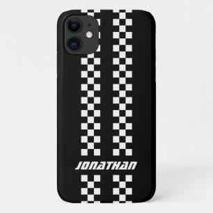 Name Fully Custom Colours Double Chequered Stripes Case-Mate iPhone Case