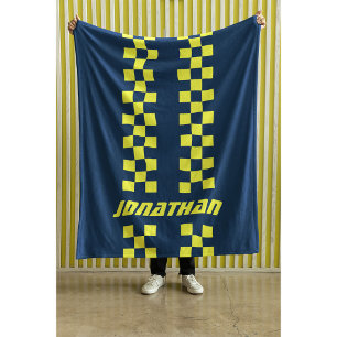 Name Fully Custom Colours Double Chequered Stripes Fleece Blanket