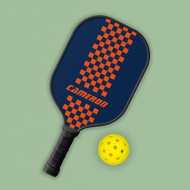 Name Fully Custom Colours Double Chequered Stripes Pickleball Paddle (Creator Uploaded)