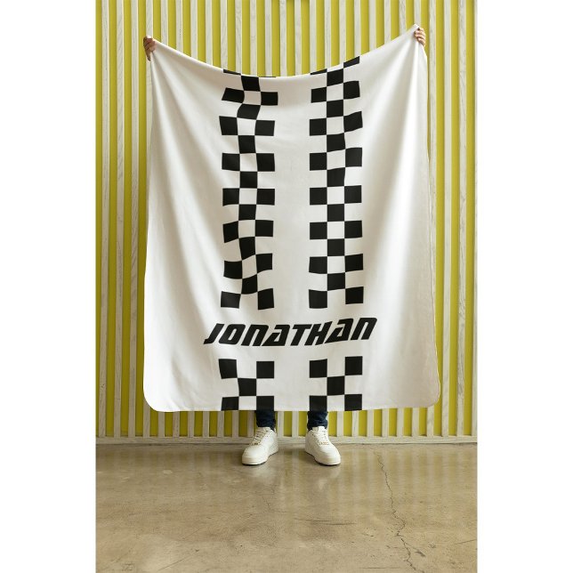 Name Fully Custom Colours Double Chequered Stripes Sherpa Blanket (Creator Uploaded)