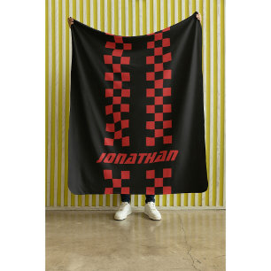 Name Fully Custom Colours Double Chequered Stripes Sherpa Blanket