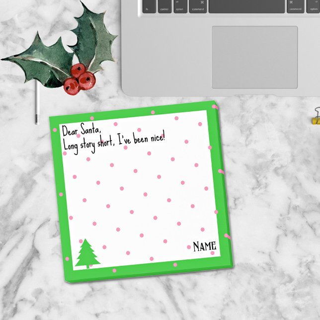Name, Funny Dear Santa Pink Polka Dots Post-it Notes (Creator Uploaded)