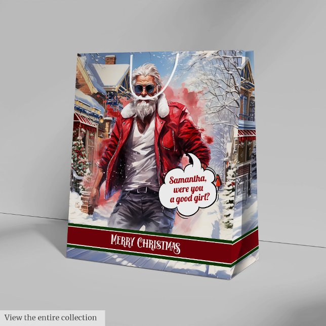 Name Gift Bags Handsome Santa Holiday Keepsake (Name Gift Bags Handsome Santa Holiday Keepsake)